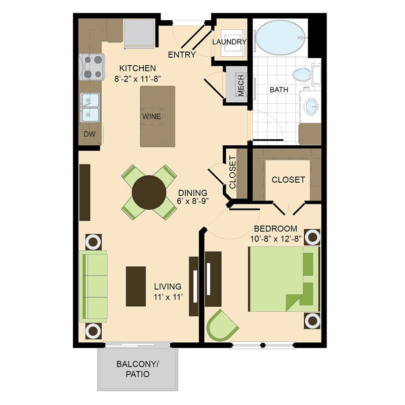 500 Crawford Houston Luxury Downtown Apartments | Austin A1 Floor Plan