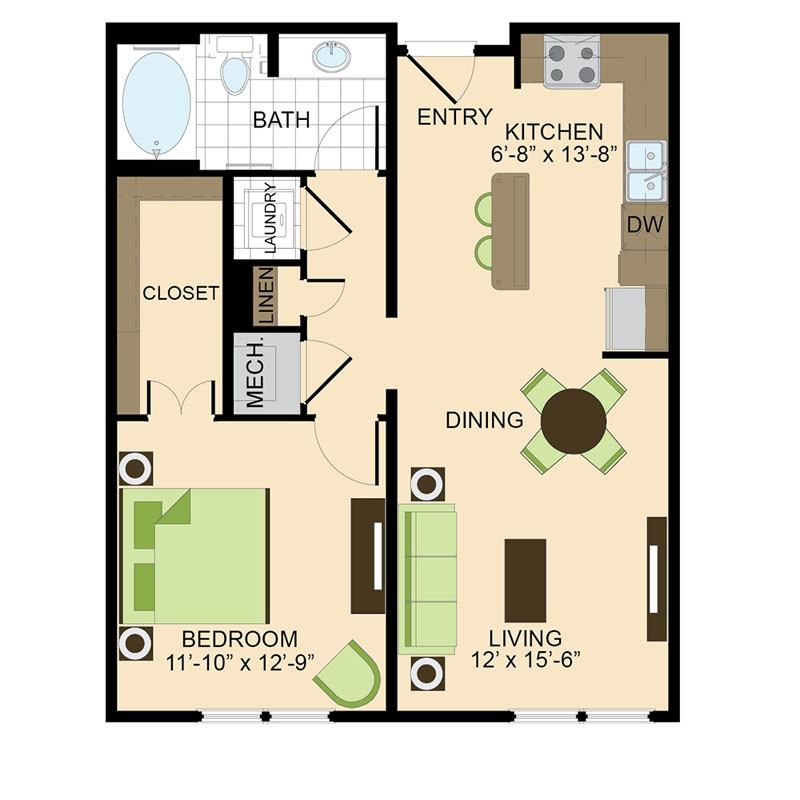500 Crawford Downtown Apartments | 1 BR 767sf Floor Plan